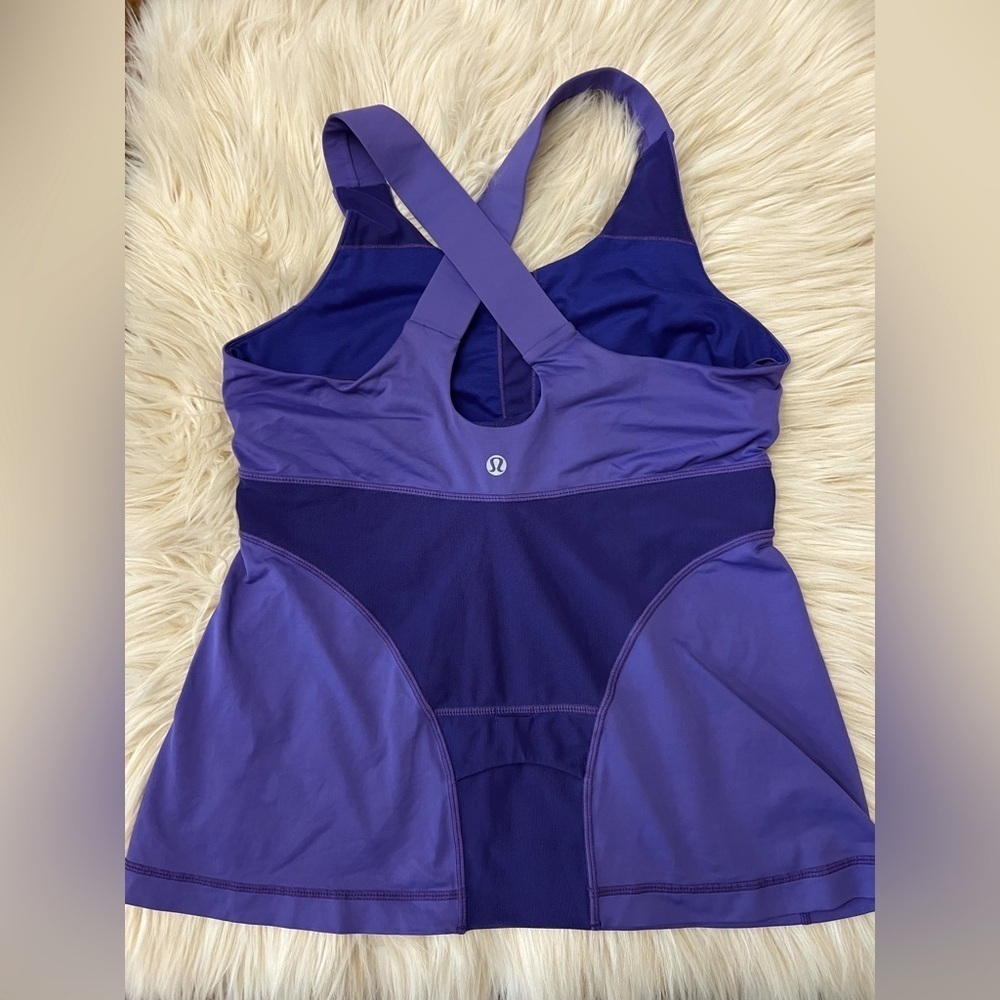 Lululemon Power Y Crossback Tank – Purple Colorblock – Size 8 - Picture 2 of 3